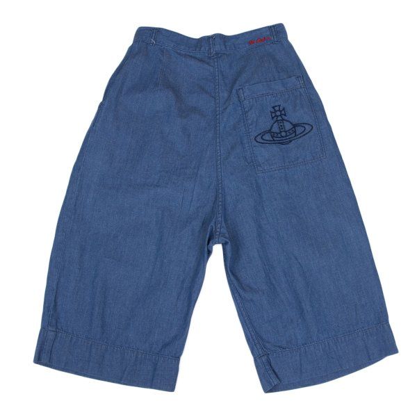 ヴィヴィアンウエストウッド レッドレーベルVivienne Westwood Red Label バックオーブエンブロイダリークロップドパンツ ブルーM