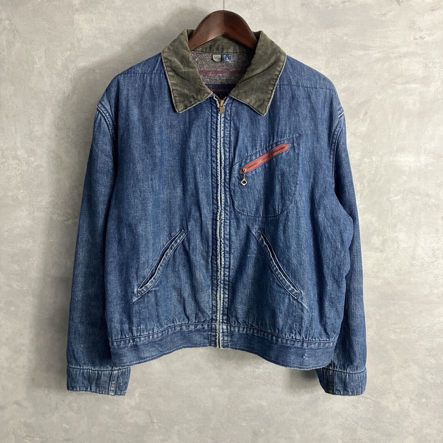 ANVIL 50s 60s ビンテージ デニムブルゾン ブランケットライナー 50s～60s ANVIL BRAND ライナー付き デニムワークジャケット/ 46 【高