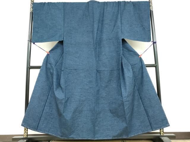平和屋着物●男性　紬　濃藍色　正絹　逸品　未使用　DABF1911ud