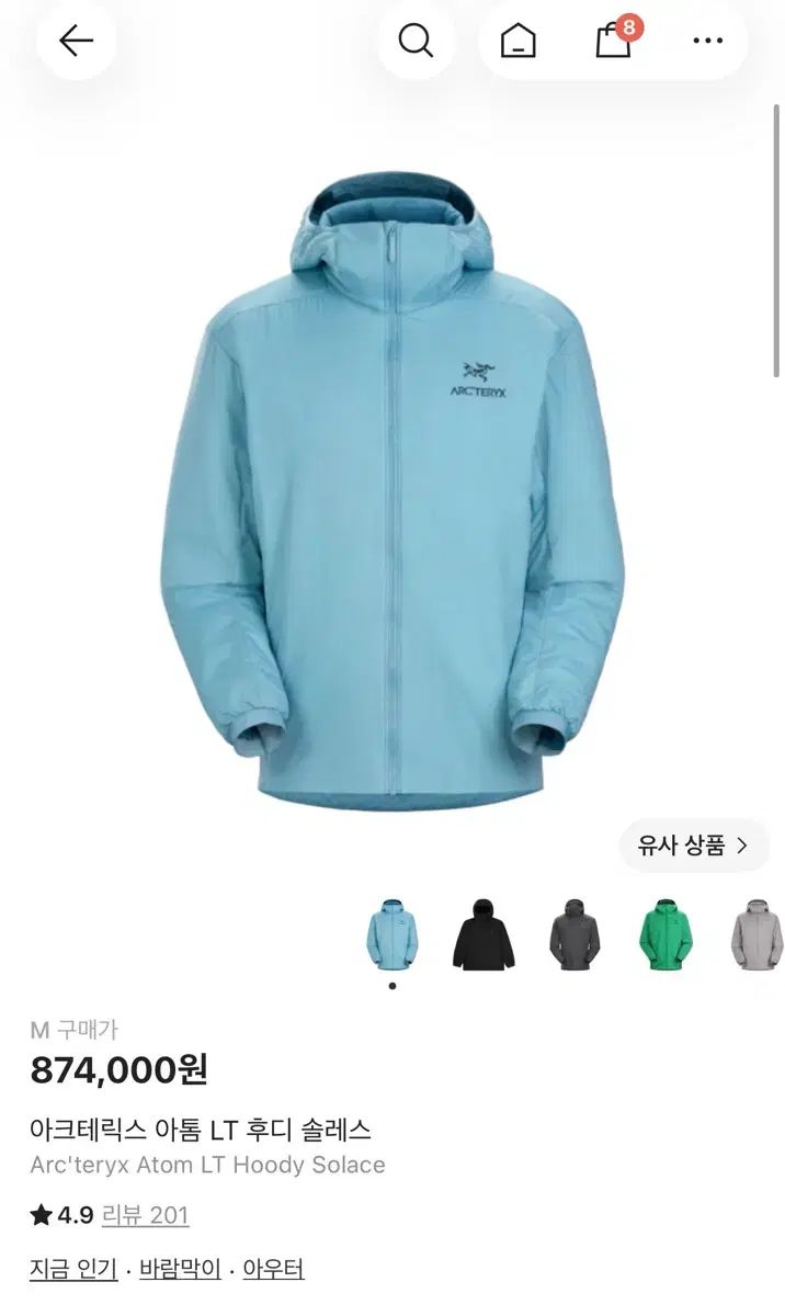 ARC'TERYX アークテリクスAtom アトムLTフーディーSolaceM