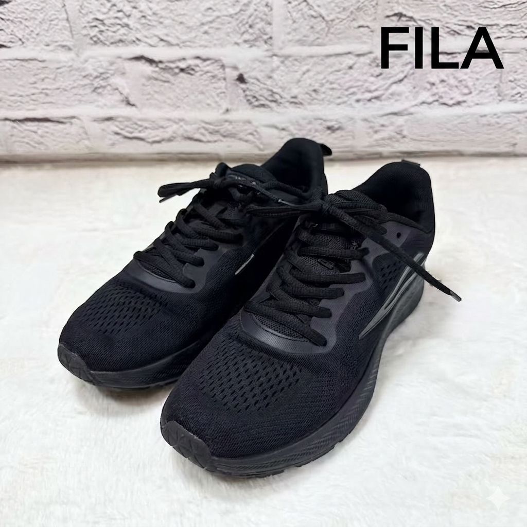 FILA フィラ メッシュ ランニングスニーカー オールブラック 黒 軽量 