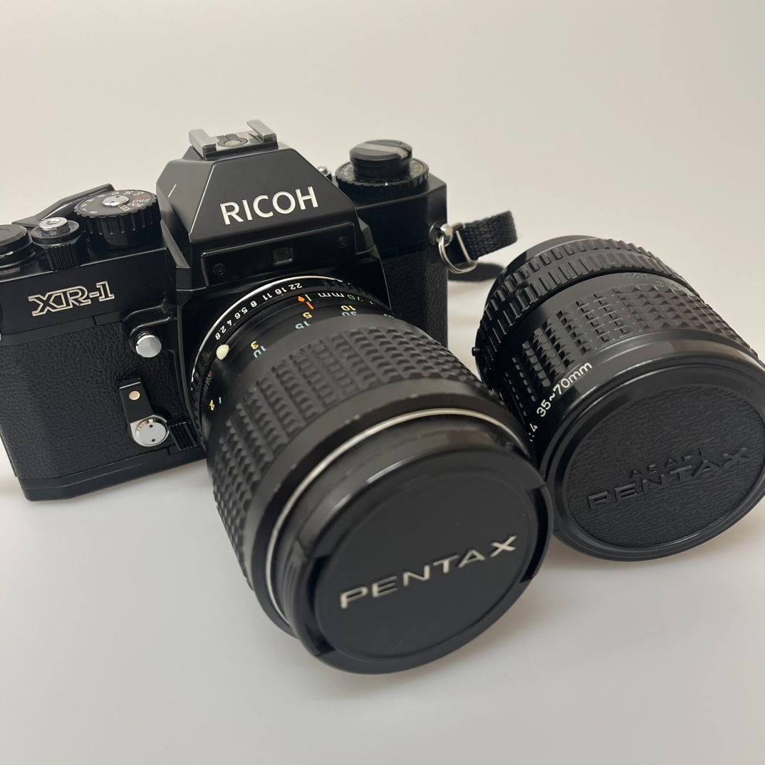 RICOH　XR-1本体、PENTAXレンズ2本(smc PENTAX-M ZOOM 35mm-70mm F2.8-3.5)(smc PENTAX-A ZOOM 35mm-70mm F4)動作未確認