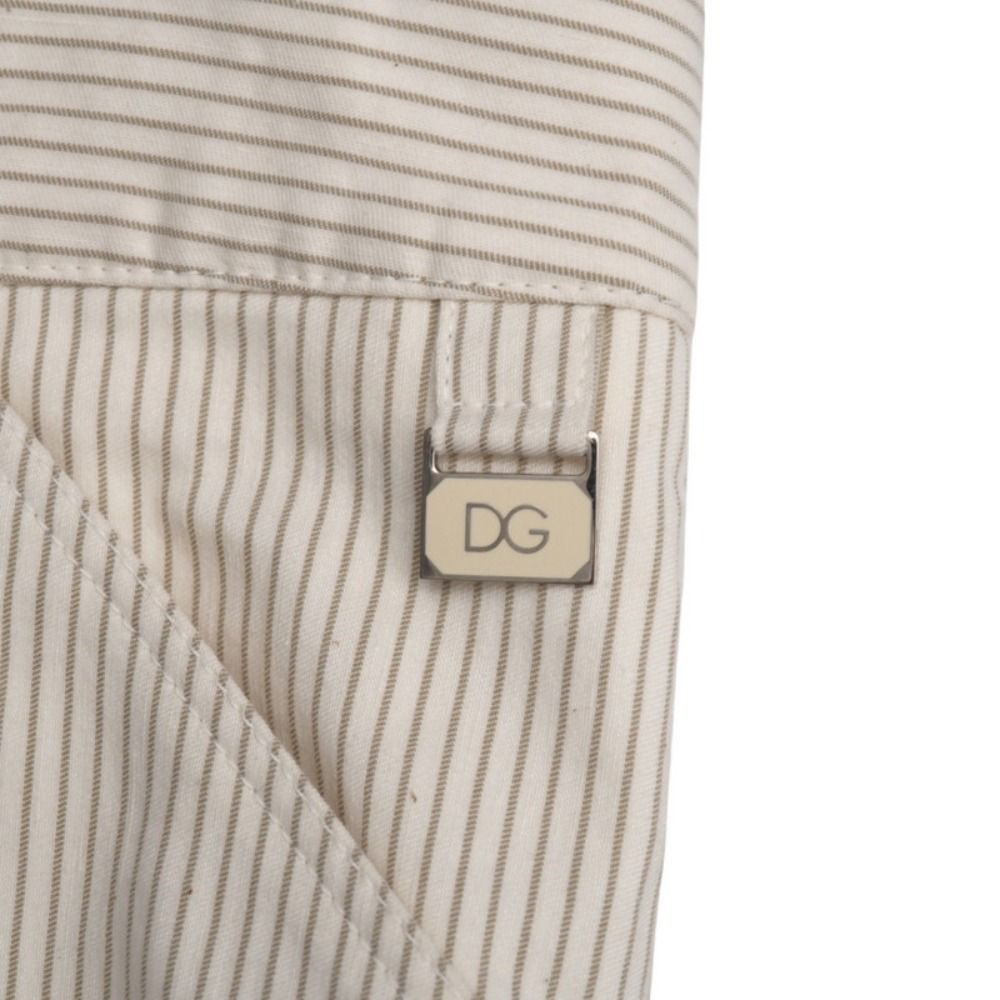 ■未使用品■DOLCE&GABBANA ドルチェアンドガッバーナ ワイドパンツ サイズ48 CIGARETTE ストライプ柄 ロゴプレート コットン×リネン イタリア製 20250623/RA5242 □未使用品□DOLCE&GABBANA ドルチェアンドガッバーナ ワイドパンツ