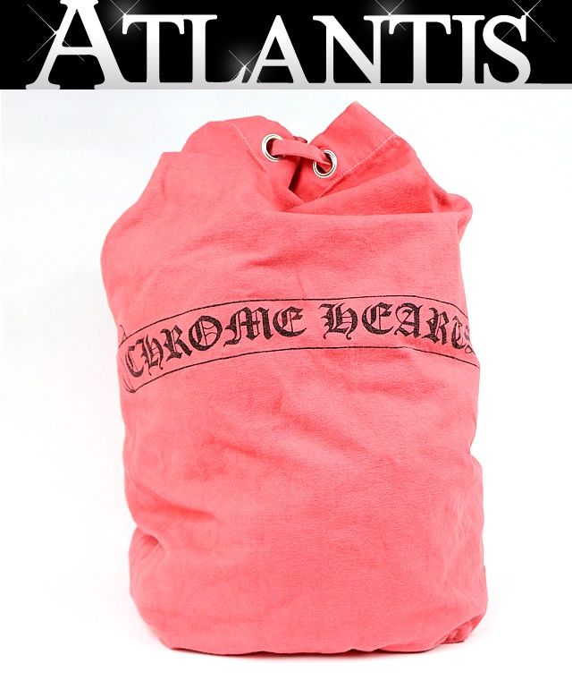 CHROME HEARTS 銀座店 クロムハーツ スクロールラベル プリント ランドリーバッグ メンズ シルバー SV925 ピンク 103725 CHROME HEARTS 銀座店 クロムハーツ スクロールラベル プリント