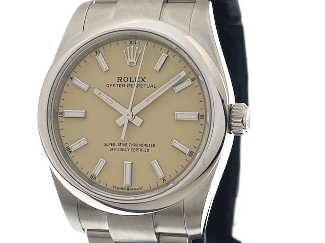 ROLEX ロレックス オイスターパーペチュアル34 124200 腕時計 ステンレススチール ベージュ文字盤 自動巻き ユニセックス【中古】472