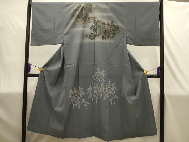 平和屋着物●男性　長襦袢　無双仕立て　人物風景文　暈し染め　金彩　洗える着物　AABJ1859sx