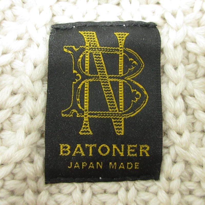 【三重本店】 中古 BATONER | バトナー ニット シグネチャークルーネックメリノウールニットプルオーバー BN-19FM-021 ベージュ サイズ：3 【104】 三重本店】 中古 BATONER | バトナー ニット シグネチャークルーネック