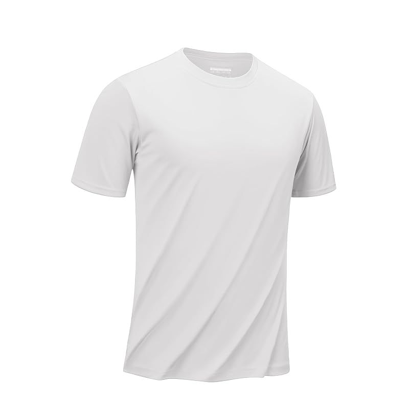 【新品】 [TACVASEN] Tシャツ メンズ スポーツウェア 接触冷感 ショートスリーブ クールネック 日焼け防止 ハイキングシャツ トップス ランニングシャツ 速乾 運動用 ホワイト 2XL