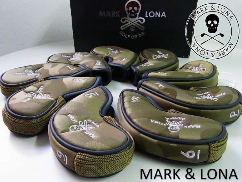 正規★MARK&LONAマーク&ロナ アイアンカバー9個セットスカルカモフラージュ柄 5-X Premium Gauge Iron Cover MLS-5C-SH06 カーキ茶緑 新品