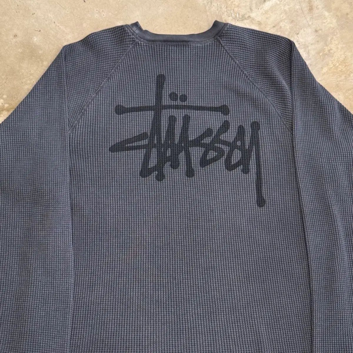 XL STUSSY チャコール ワッフル ロングスリーブ