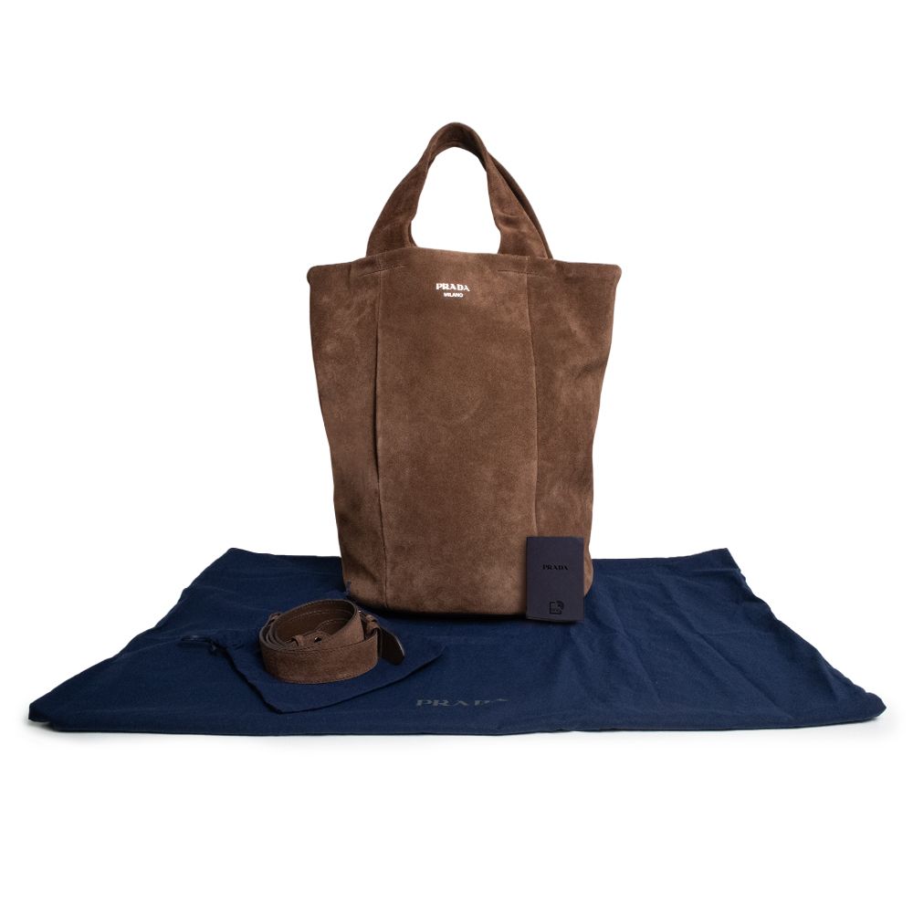プラダ 2VG129 2Way トート スウェード CAFFE カフェ ブラウン ショルダーバッグ 斜め掛け シルバー金具 PRADA（美品） プラダ 2VG129 2Way トート スウェード CAFFE カフェ ブラウン