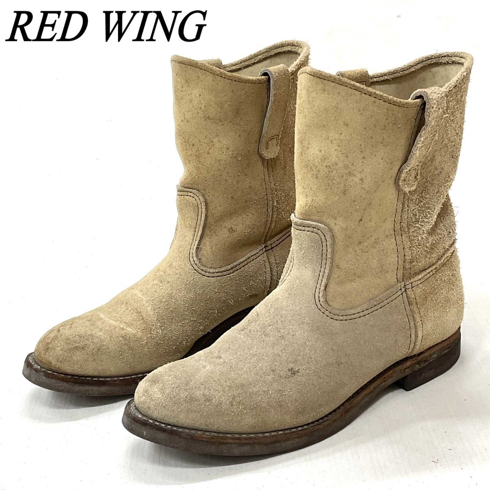 レッドウィング ペコスブーツ スエード ベージュ 27cm相当 羽タグ RED WING レッドウィング 1188 ペコス ブーツ 90s 羽タグ スエード