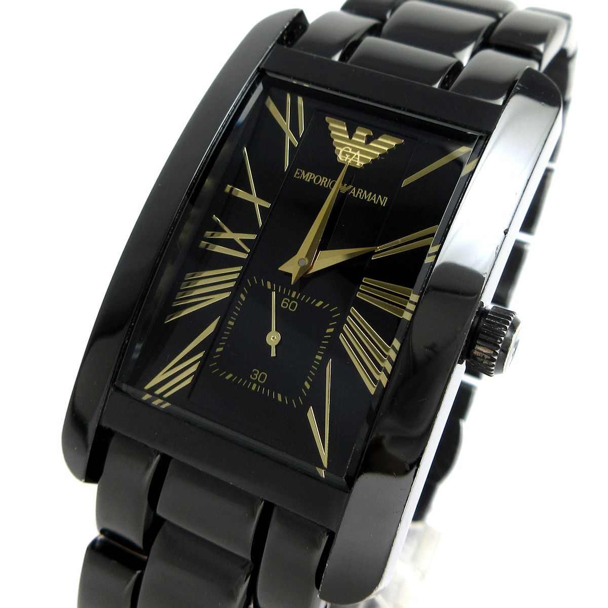 エンポリオアルマーニ Emporio Armani レクタンギュラー メンズ 黒金 