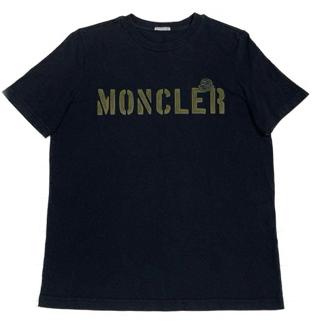 モンクレール 迷彩ワッペン ロゴ 黒Tシャツ M 国内正規品 5S642