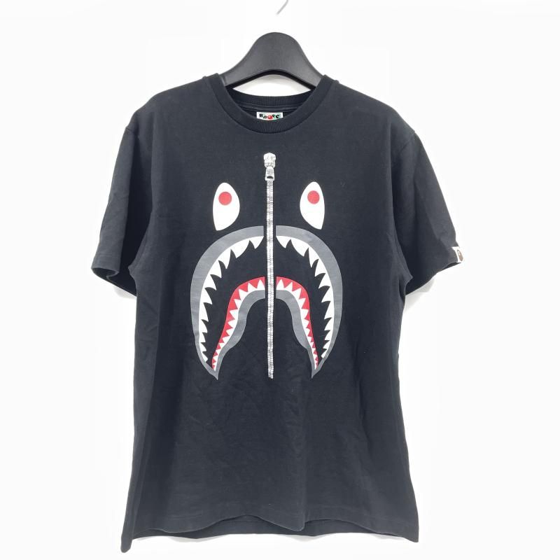 【中古】A BATHING APE シャークジッププリント Tシャツ サイズM ブラック アベイシングエイプ[17]