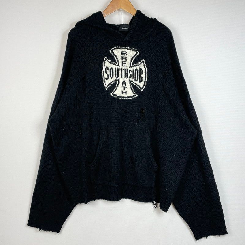 【中古品】BREATH ブレス SOUTHSIDE CROSS DAMAGE MOHAIR HOODIE BR25AW-N3010 サウスサイド クロス ダメージ モヘア フーディー トップス プルーオーバー 【140-260708-sa-03-tei】