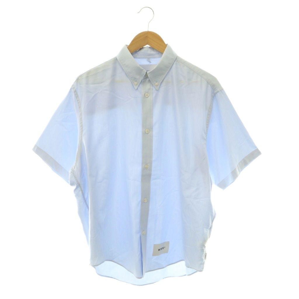 ダブルタップス WTAPS 23SS REPO 02 SS POLY HERRINGBONE シャツ 半袖 前開き コットン X02 水色 ライトブルー 231GWDT-SHM04 /NR ■GY12