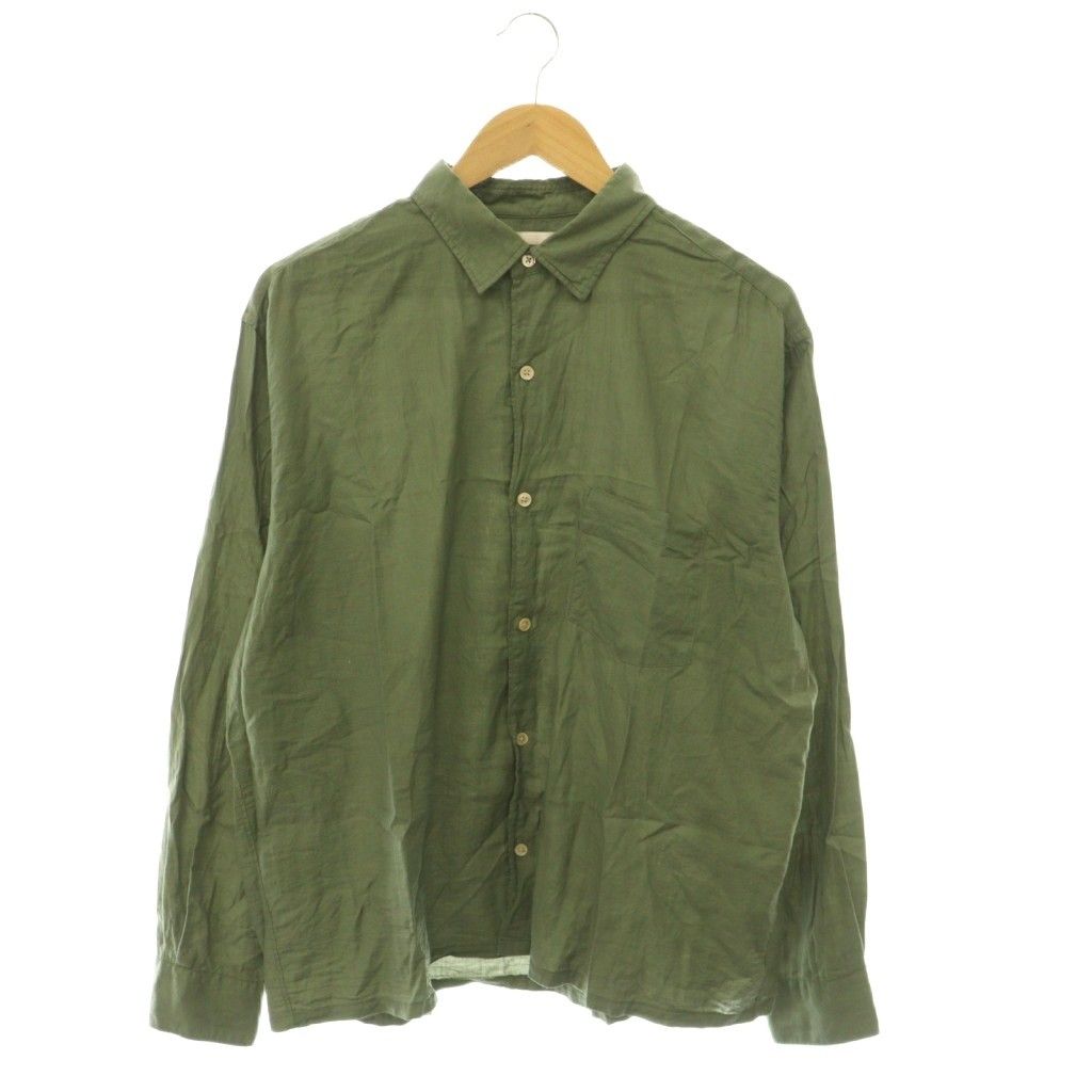 アルテリア ULTERIOR 25SS シルキー ソフト ツイルシャツ 長袖 シルク混 ULSH57-KA198 5 カーキグリーン■GY12