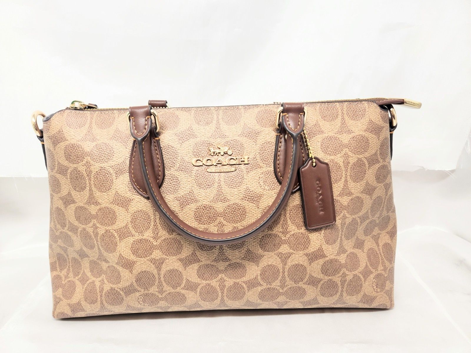 美品 COACH コーチ ジョージア　サッチェルバッグ ブラウン ハンドバッグ ショルダー 2way Ｍ-2096