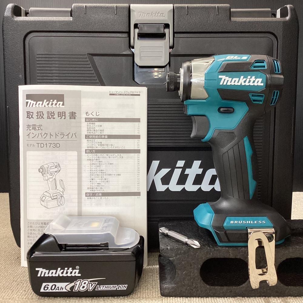 【未使用】makita/マキタ TD173DZ 18V充電式インパクトドライバ青(純正バッテリー1個+ケース付)【203】