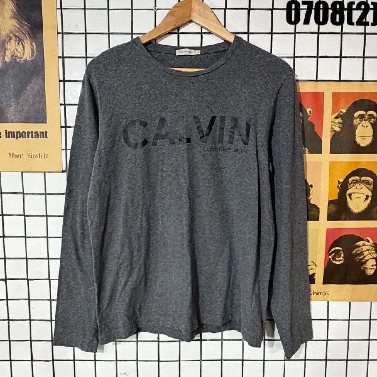 Calvin Klein Jeans(カルヴァンクラインジーンズ) 長袖Tシャツ メランジ グレー L 0708