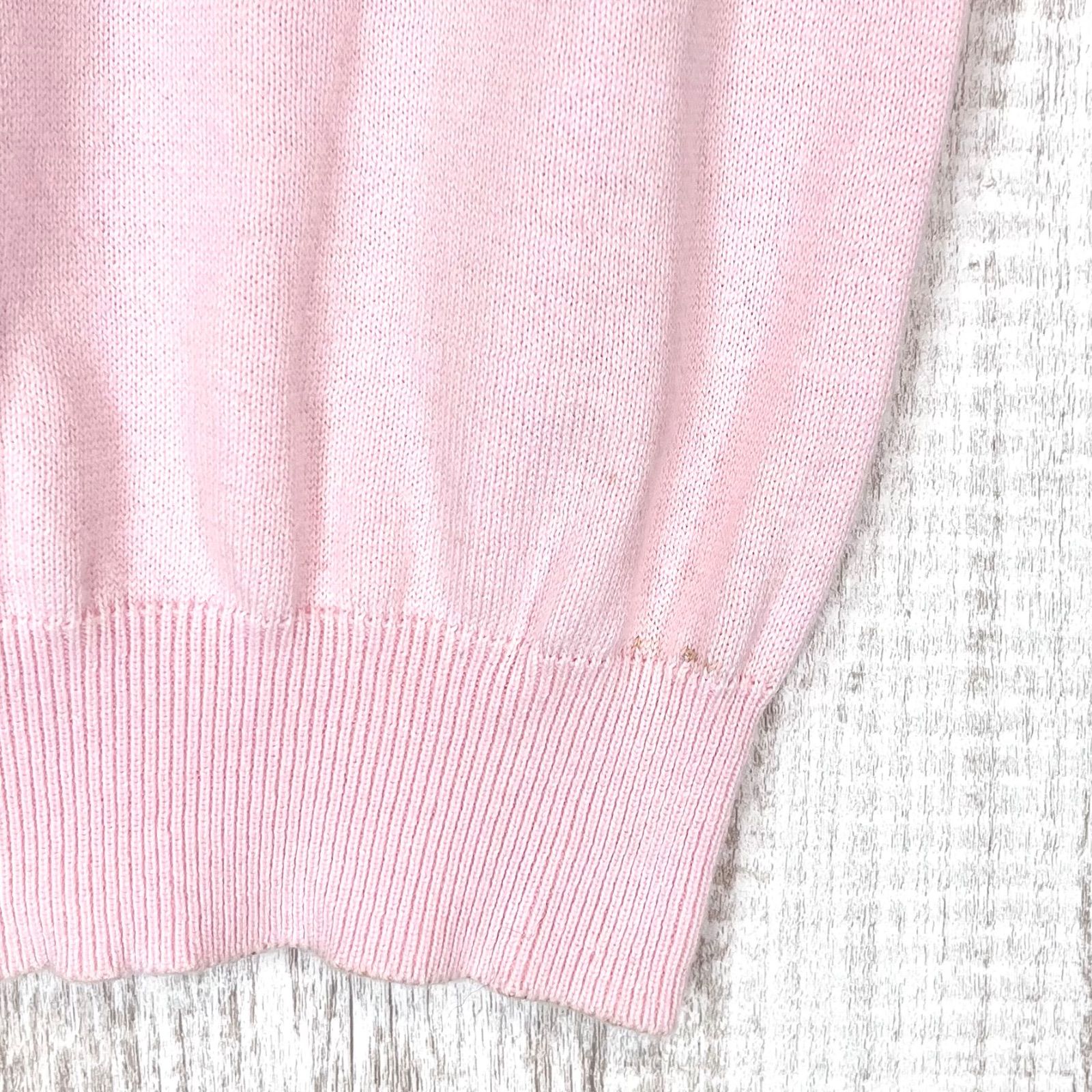 Courreges クレージュ ACロゴ刺繍 クルーネック サマーニット ピンク
