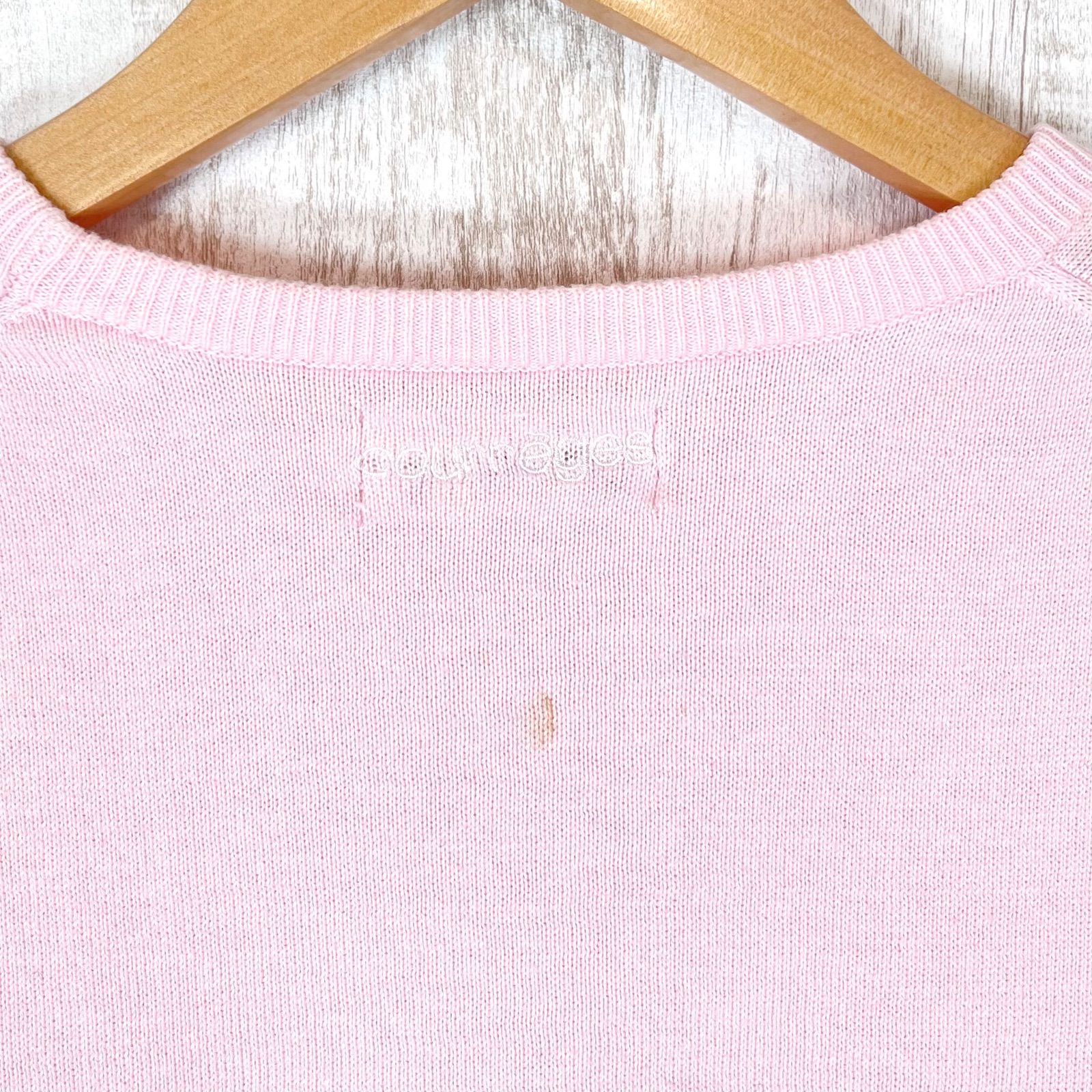 Courreges クレージュ ACロゴ刺繍 クルーネック サマーニット ピンク