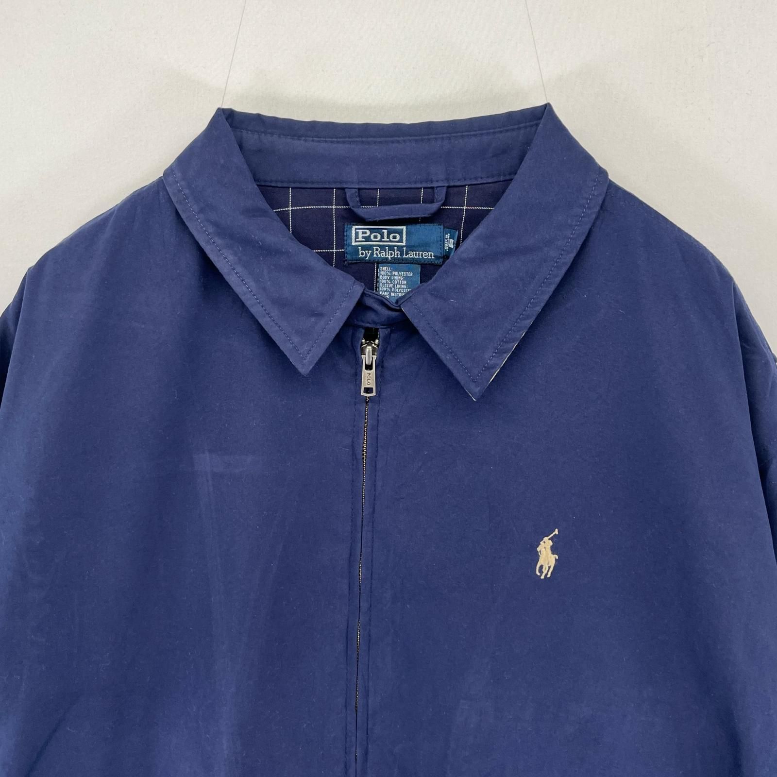 古着 ポロバイラルフローレン Polo by Ralph Lauren ジャケット ワンポイント 刺繍 スウィングトップ 2XL  ネイビー系 メンズ 古着 ポロバイラルフローレン Polo by Ralph Lauren ジャケット ワン