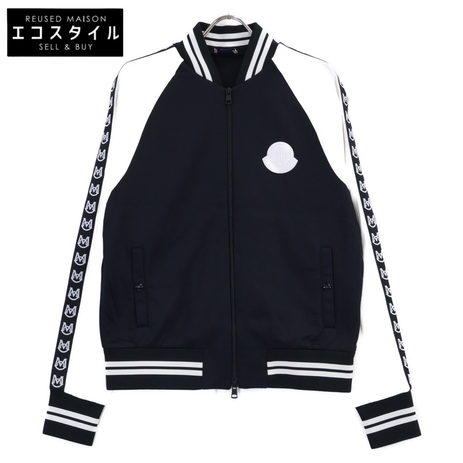 20年製 モンクレール MONCLER MAGLIA ブラック×ホワイト エルミンヌ 