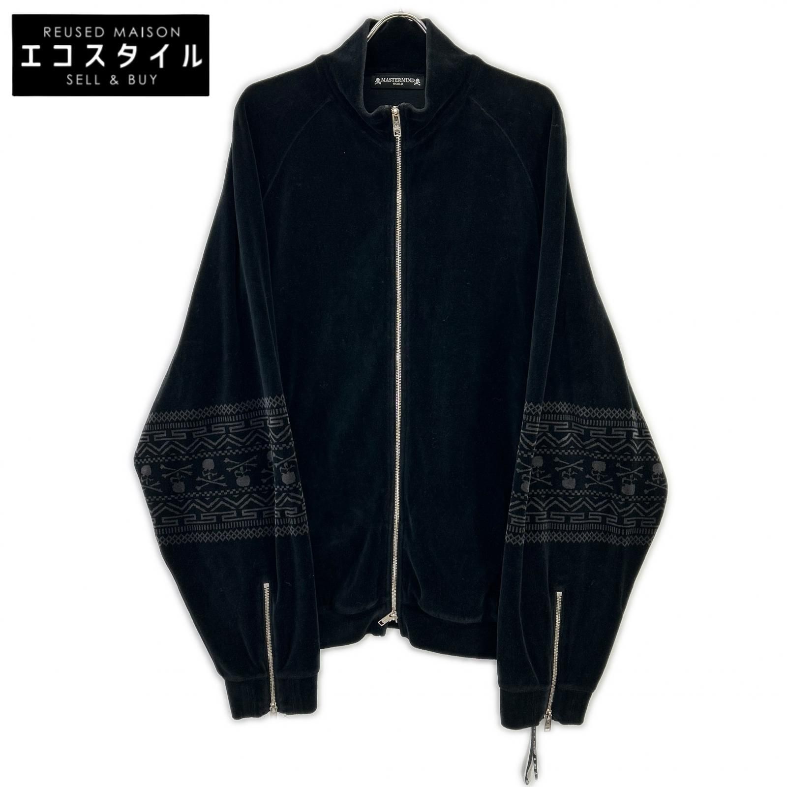 mastermind　マスターマインド　22SS　MW22S09-BL048-006 ブラック ベロア フーディー パーカー　XL
