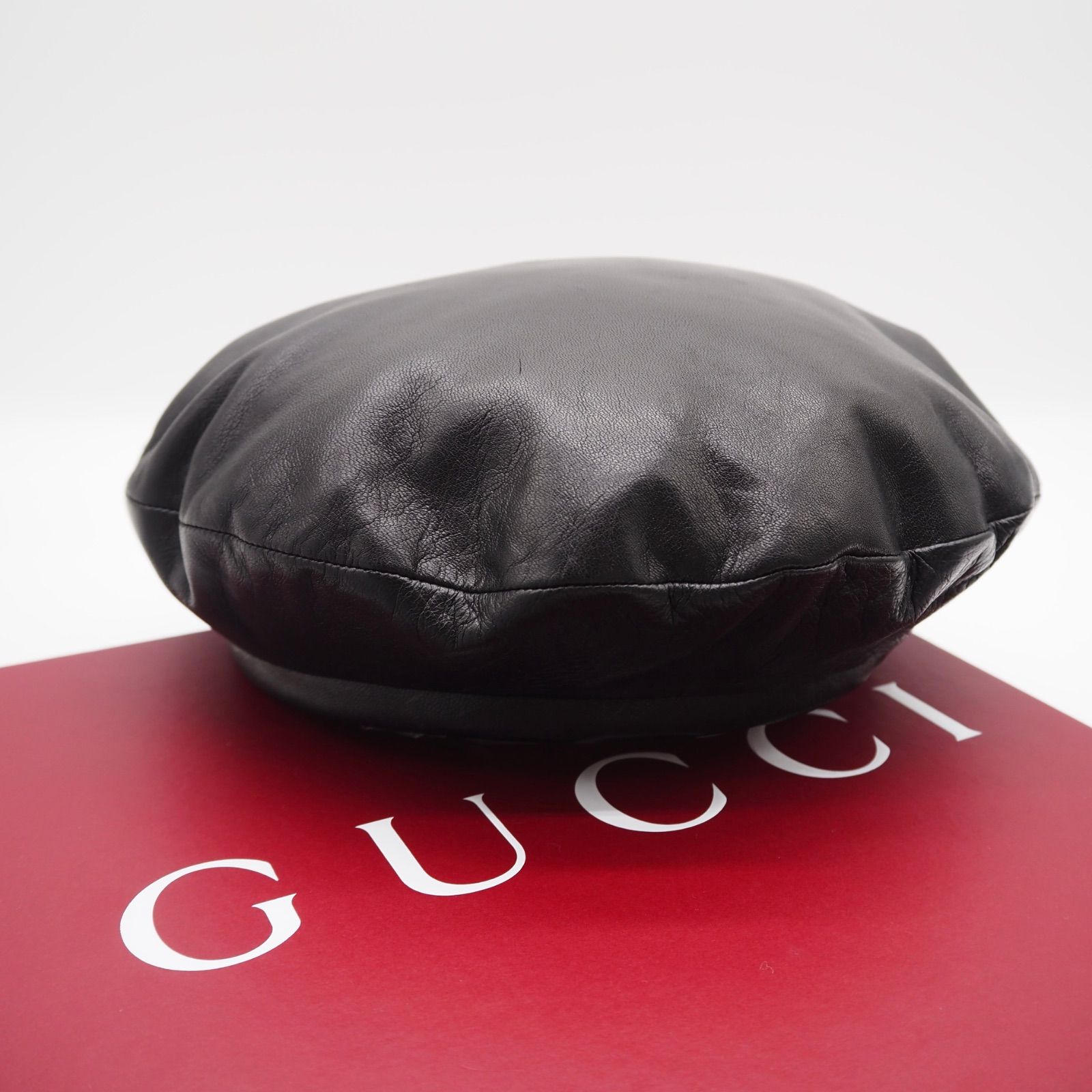 GUCCI ベレー帽 ラムレザー ブラック グッチ