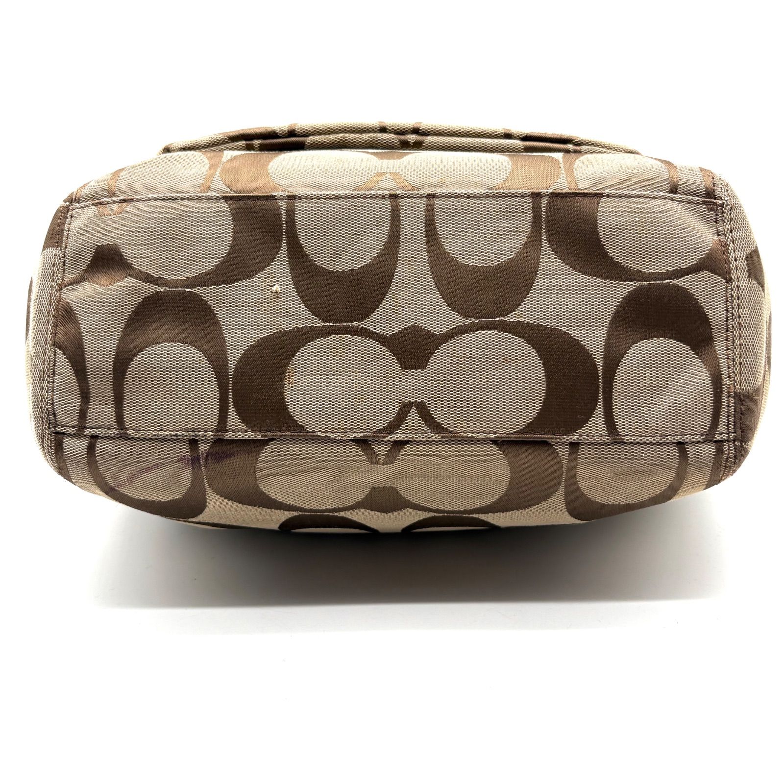 COACH Y2K Signature Turnlock Canvas Tote Bag Beige Pink F14659
