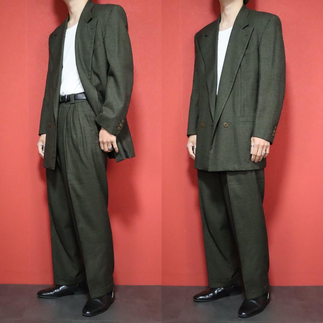 Gianni Versace 1980s カーキ 千鳥格子柄 ダブルセットアップ Gianni Versace 1980s カーキ 千鳥格子柄 ダブルセットアップ - メルカリ