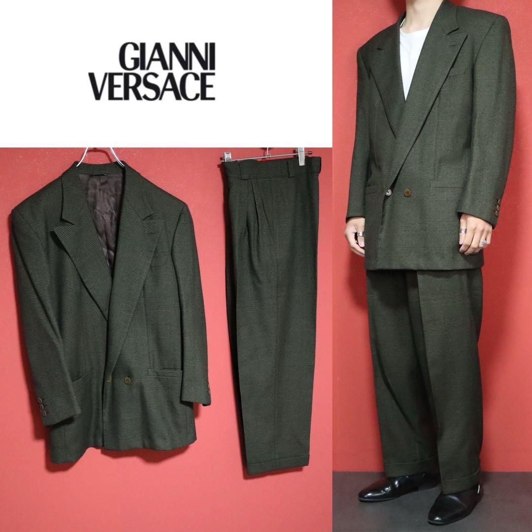 Gianni Versace 1980s カーキ 千鳥格子柄 ダブルセットアップ - メルカリ
