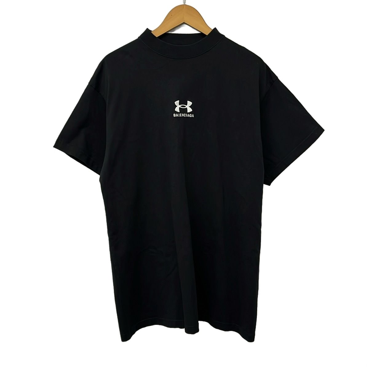 BALENCIAGA(バレンシアガ) 半袖Tシャツ サイズ1 S メンズ美品 - 787349 TRVB7 黒 クルーネック/Under Armour/オーバーサイズ