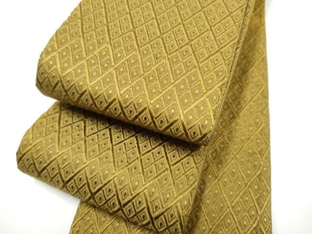 平和屋着物●男性　角帯　菱繋ぎ　色無地　桑染色　証紙付き　正絹　逸品　CABG9090hy 平和屋着物○男性 角帯 菱繋ぎ 色無地 桑染色 証紙付き 正絹 逸品