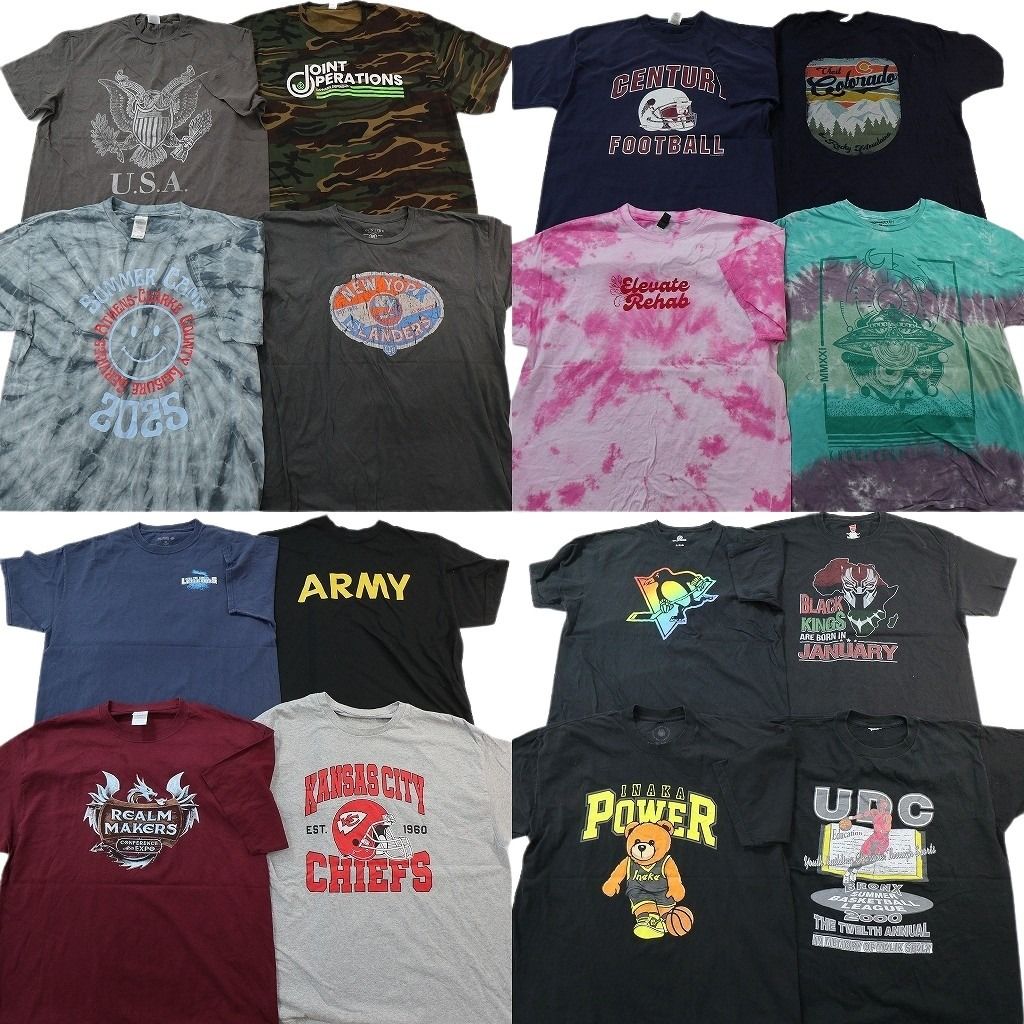古着卸 まとめ売り プリント Tシャツ 16枚セット ( メンズ XL ) 迷彩柄 プロチーム NHL NFL ペンギンズ チーフス 中古 古着 NF6089 13,578円