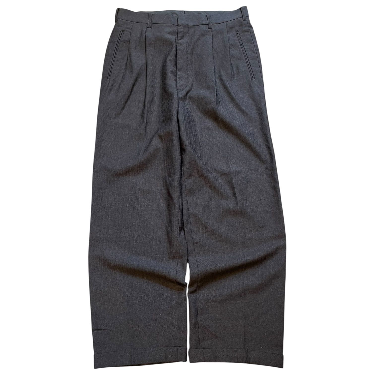 Christian Dior Sport Polyester 2Tuck Slacks 濃灰 W31 L28 ディオールスポーツ ワイドスラックス 2タック チャコール