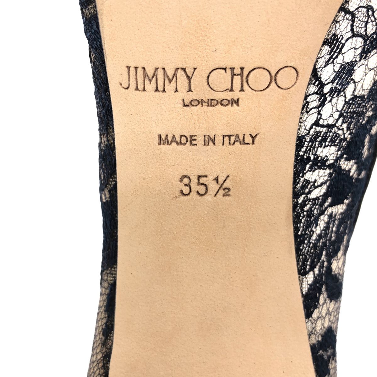 JIMMY CHOO ジミー チュウ ROMY 85 レースデザインパンプス ネイビー