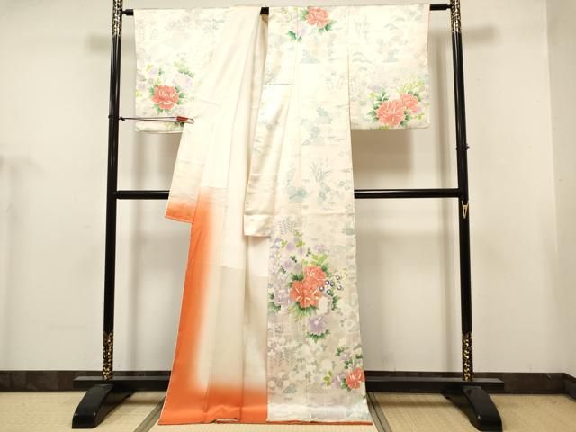 平和屋着物○訪問着 駒刺繍 舞花文 金彩 京王百貨店扱い 正絹 逸品