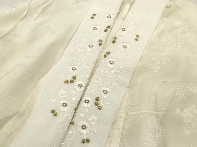 平和屋着物□長襦袢 無双仕立て 流水花地紋 半衿刺繍 正絹 逸品