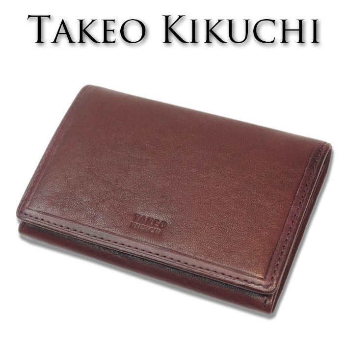 タケオキクチ シープスキン 名刺入れ クロード 101622 TAKEO KIKUCHI ワイン メンズ 定価10,450円 羊革 レザー カードケース 就職活動 カードケース プレゼント ギフト 無料ラッピング可能 新品 未使用 キクチタケオ