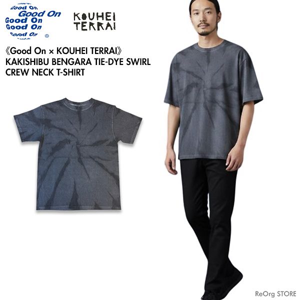 [数量限定] Good On × KOUHEI TERRAI グッドオン 寺井康平 コラボ KTER2601 柿渋弁柄 渦 S/S Tシャツ 半袖 綿 メンズ ユニセックス 日本製 Pグレー XL