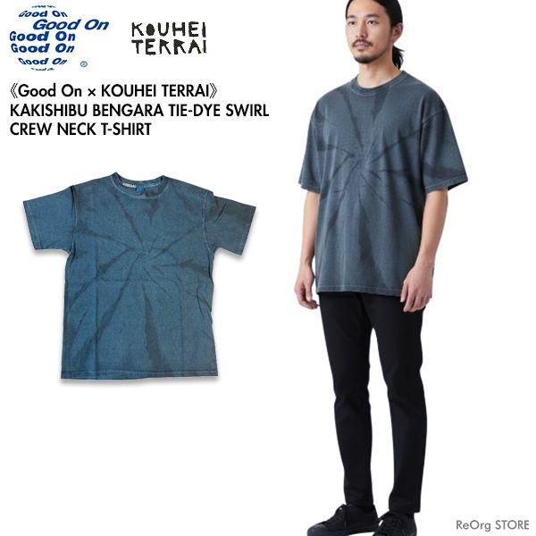 [数量限定] Good On × KOUHEI TERRAI グッドオン 寺井康平 コラボ KTER2601 柿渋弁柄 渦 S/S Tシャツ 半袖 綿 メンズ ユニセックス 日本製 Pスレート L