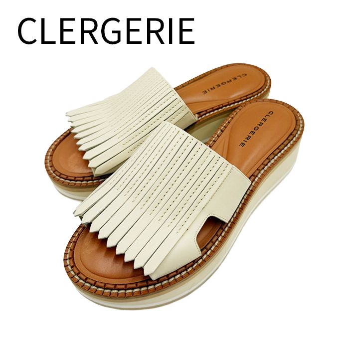 CLERGERIE 여성용 클레제리 프린지 가죽 샌들 화이트 사이즈 38