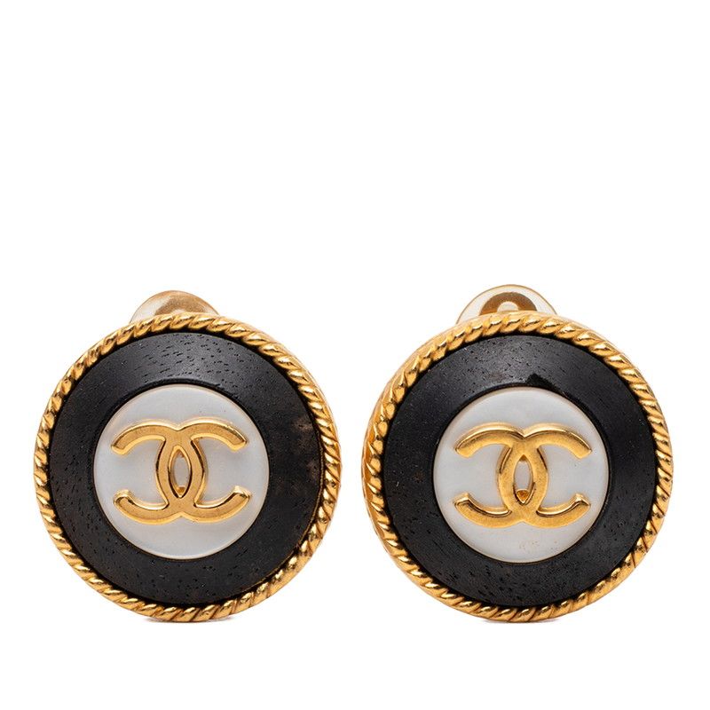 シャネル ココマーク ヴィンテージ イヤリング 97P ゴールド ブラック メッキ レディース CHANEL【1-0278072】