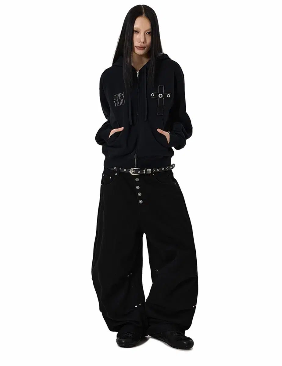 OY 오와이 TUCK WIDE VOLUME PANTS ブラック ワイド パンツ