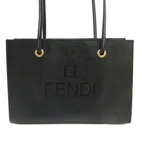 フェンディ FENDI エピ ショルダーバッグ レザー ロゴ型押し ブラック