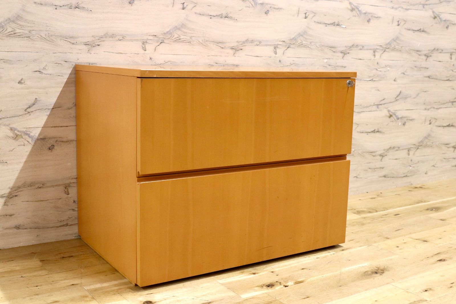 GMJH225D○Herman Miller / ハーマンミラー TSC-F-3-D ビーチ デスクキャビネット ラテラルファイル 二段引き出し オフィス ヴィンテージ