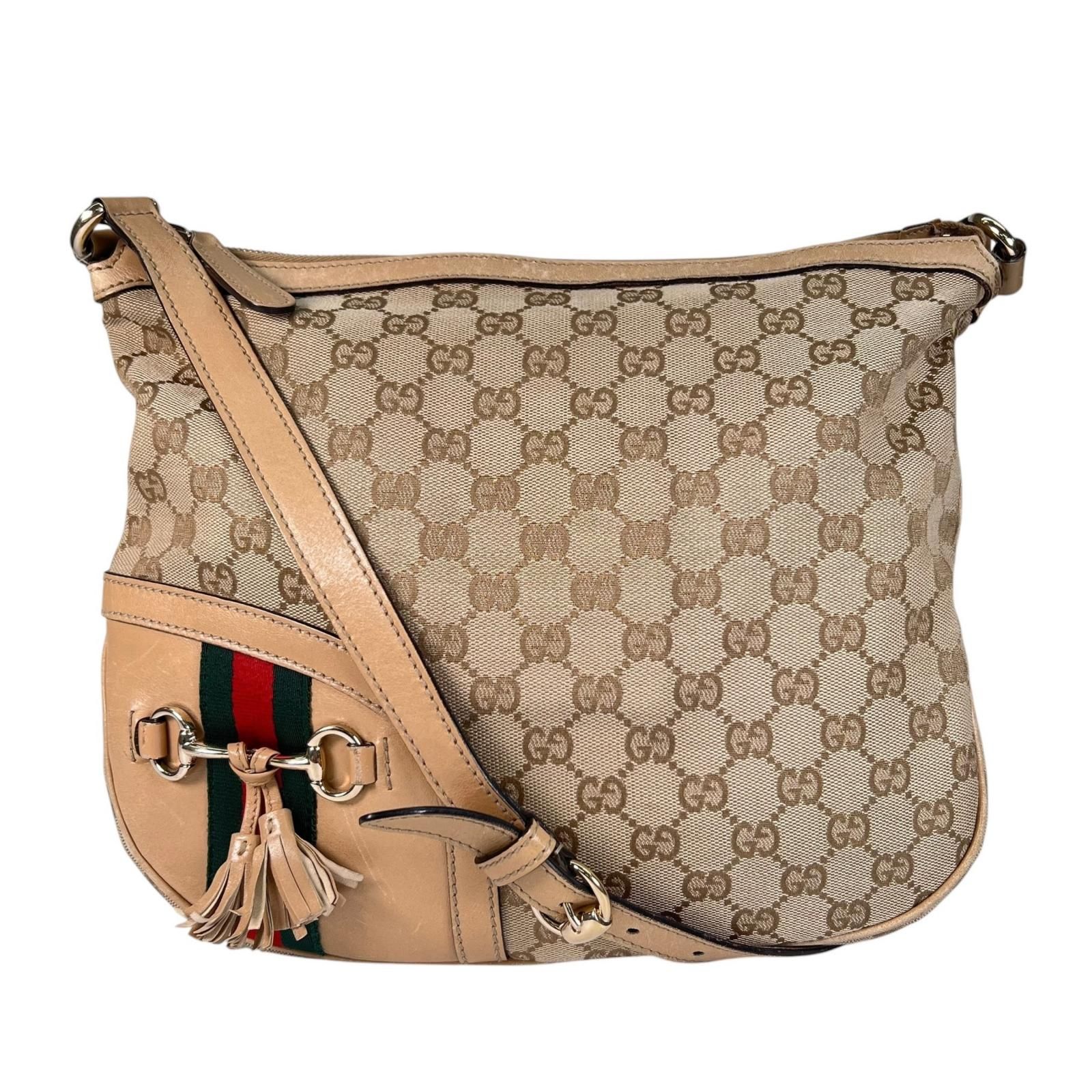 新着】GUCCI ホースビット グッチシマ キャンバス ベージュ ショルダー